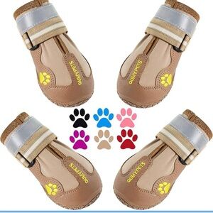 QUMY Dog Shoes for Large Dogs, Medium Dog Boots & Paw Protectors Khaki Size 1